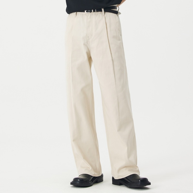 REAL WIDE ONE TUCK DENIM IVORY / WIDE